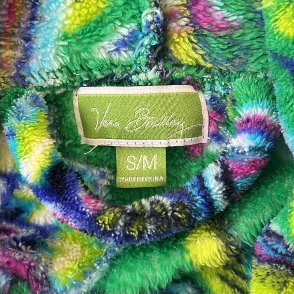 Vera Bradley Emerald Paisley Fleece Hooded Bath Robe Green S/M - Picture 5 of 9